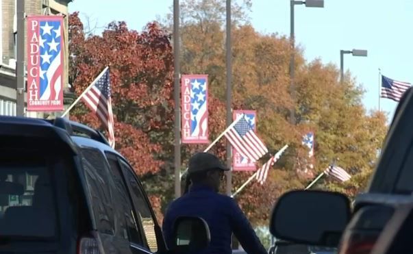 American flags downtown Paducah